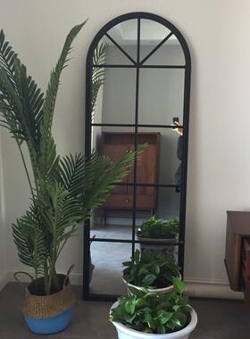 集店馨铁艺镜子覆古全身镜背玄装饰落地全景身20180905镜拱形理髲