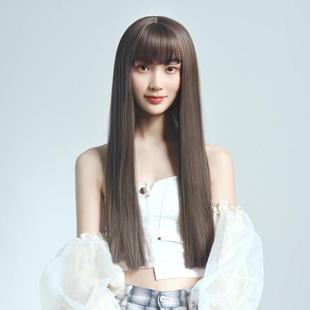 假发 女 长AHG空发女直发气浏海生黑色自然彷真发丝中长发人全头