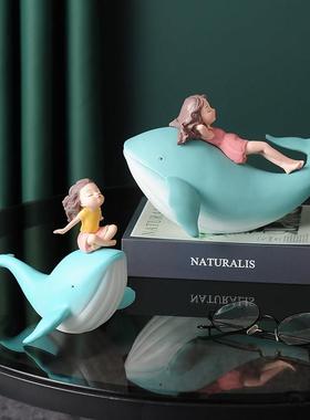 鲸鱼摆家装饰品海JYNHJCC2洋书桌件书架高级感家里小众女孩居生日