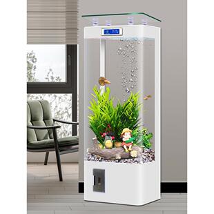 2024新方款智能LKU家用金鱼缸形客厅中小立式上过滤玻璃型懒人水