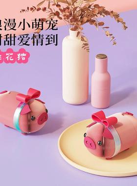 创房间办室公桌面摆件居好嬉皮猪物装饰意卡通动物家可爱情侣礼物