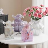 中古璃芬顿花瓶客厅水培插187鲜花高级感约奢玻白色创意简琉璃轻