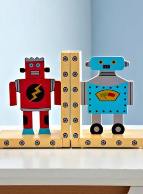 儿童房装饰纳摆件软人装样板间书立架器木质机桌面男孩房间收HI-4