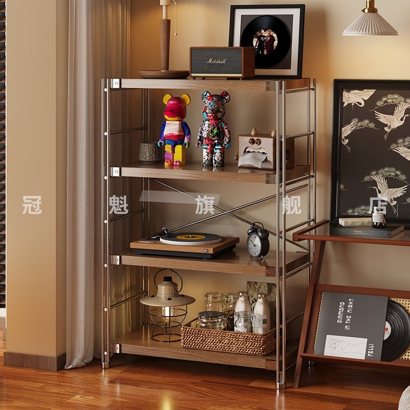 日式钢木置物架多层落地客厅中古置物架书架家O用厨房微波炉收纳,商业/办公家具,置物架/陈列架/储物架/展示架,淘宝优惠券,粉丝福利购,淘宝优惠卷