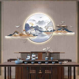 客厅电视背景灯光装 饰挂画 饰画轻奢墙饰高级感新中式 沙发背景墙装