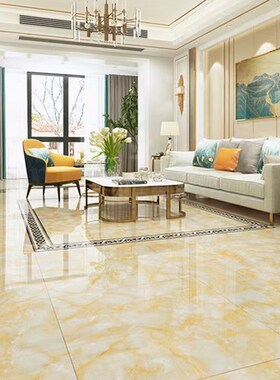 冰晶玉大板黄色玉石瓷砖800xz800地砖客厅暖色系亮面防滑地板砖