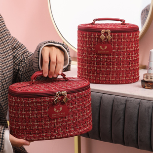 化妆包硬壳立体圆筒大容量手提护肤化妆品收S纳包网红洗漱包