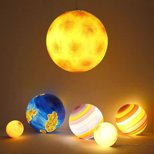 月球吊灯圆球星空灯店铺商用流浪星球灯氛围创意个性 饰灯具 球形装