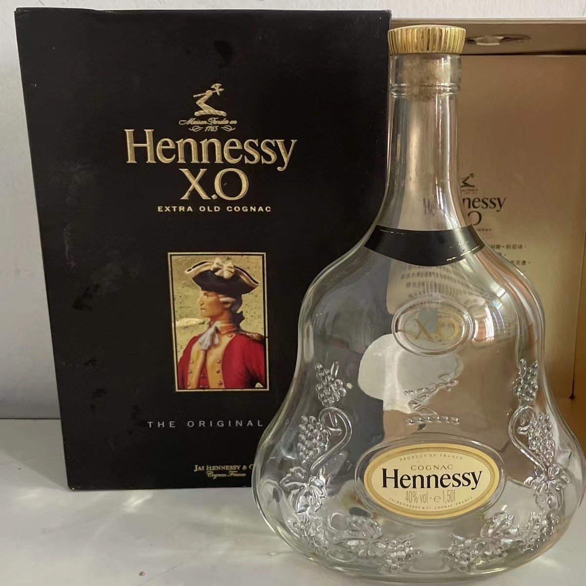 3斤轩尼诗XO装饰酒瓶装饰家居摆件泡酒原装空瓶带盒(二手)