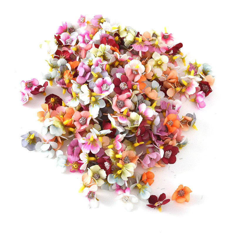 仿真花朵2cm多色雏菊花头迷你绢花人造花花环假花家居婚礼装饰