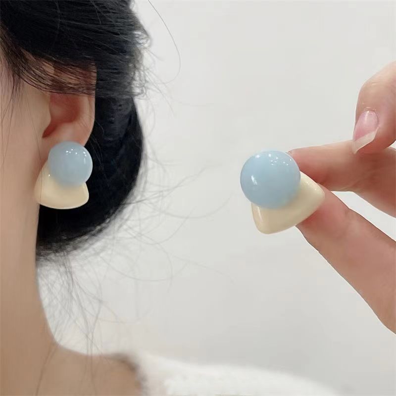 新品多巴胺配色~马卡龙色系耳钉女2025年新款爆款简约百搭耳环耳