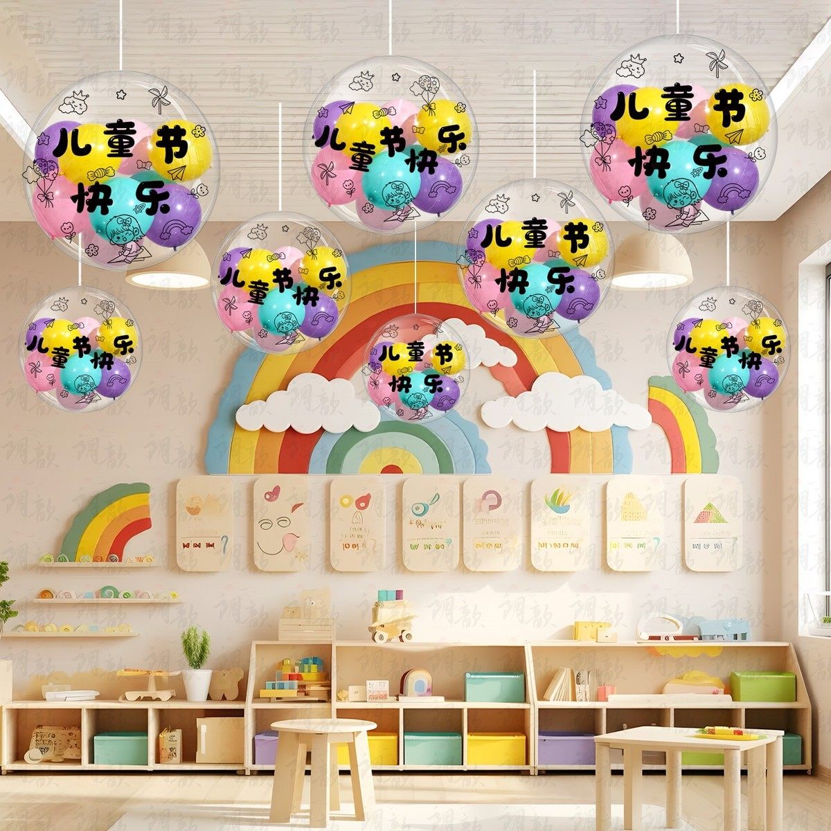 六一儿童节学校幼儿园商场活动教室班级氛围装饰波波气球吊饰挂件,节庆用品/礼品,拉花,淘宝优惠券,粉丝福利购,淘宝优惠卷