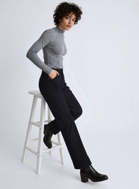 Black Canvas九分裤通勤黑色高腰直筒牛仔阔腿裤女显瘦休闲高智风