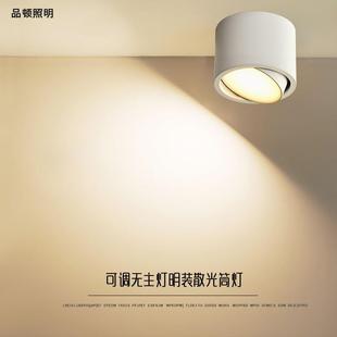 圆形可调角散光筒灯家用过道走廊阳台吸顶灯免开孔无主灯 led明装