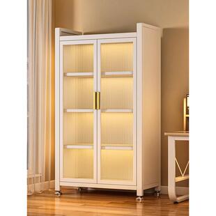 家用钢制对开门书柜儿童书架客厅带门防尘落地储物柜铁艺展示柜子