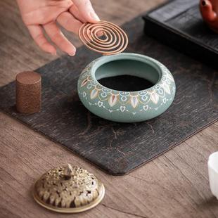 覆环香炉式陶薰瓷祥云琳琅彩摆件家用室内檀FG_XL001沉中香道茶桌