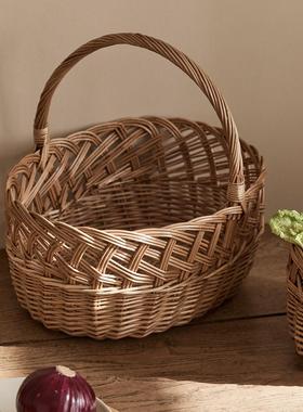 蛋藤编柳餐编编织野篮手提花篮水果采摘竹XBS篮子竹篮编鸡竹筐收