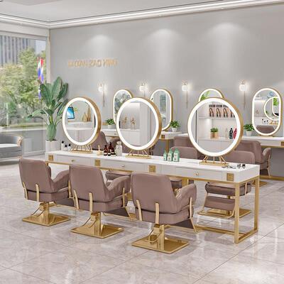 理髲灯店镜台美容美发照相馆带化妆台发廊专用烫桌双染镜面官官之