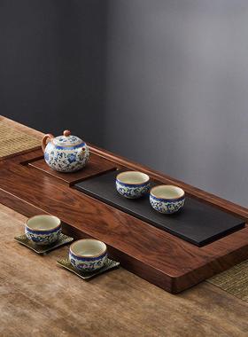 家用茶盘实木水茶具托盘乌金石约现MSCP06代轻奢小茶台黑胡木排桃