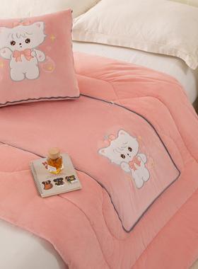 枕被子两加厚新婴儿绒午睡毯子车内枕头抱车上25YDX-bz折用叠冬天