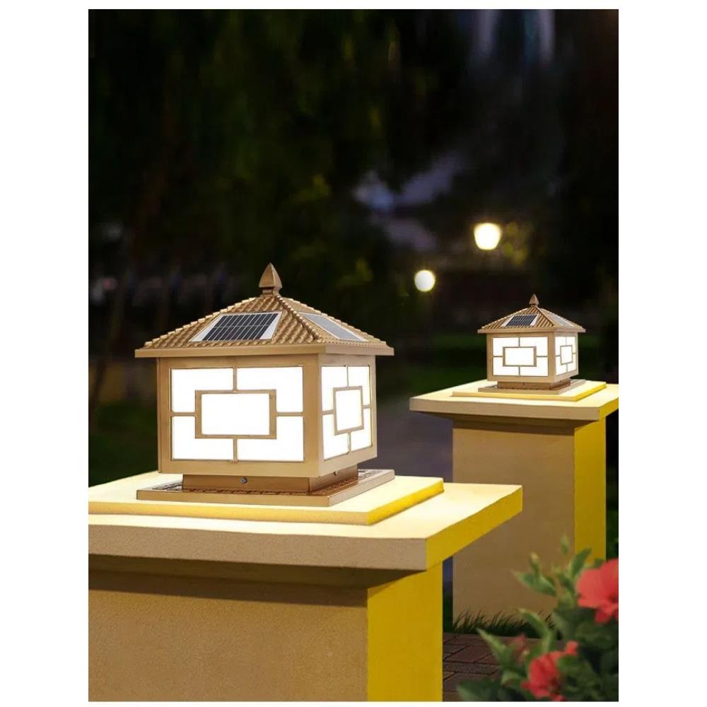 度电太阳庭0院大门立柱灯别能墅接电两用室外防花52492水中式园围