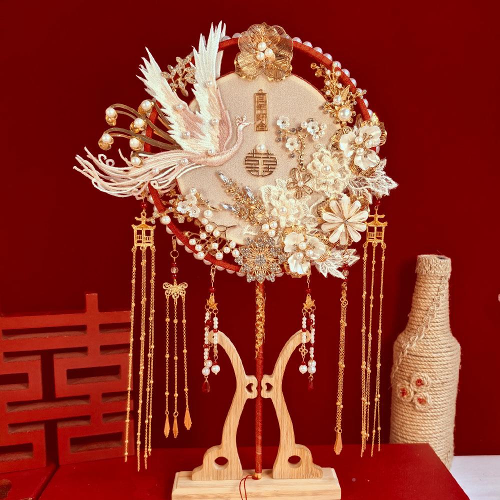 婚新礼档娘团扇手工材料包成LVX面品喜扇双结婚礼物送新人高实用