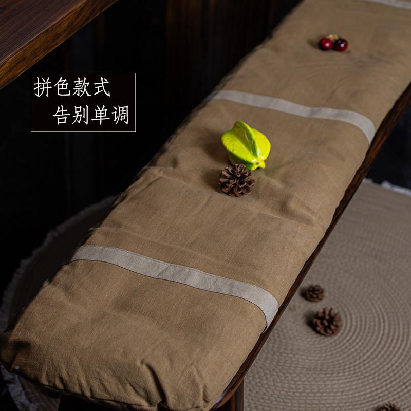 室简约麻长条凳坐垫亚麻餐椅垫套办公座垫GWE棉中式沙发布垫艺可