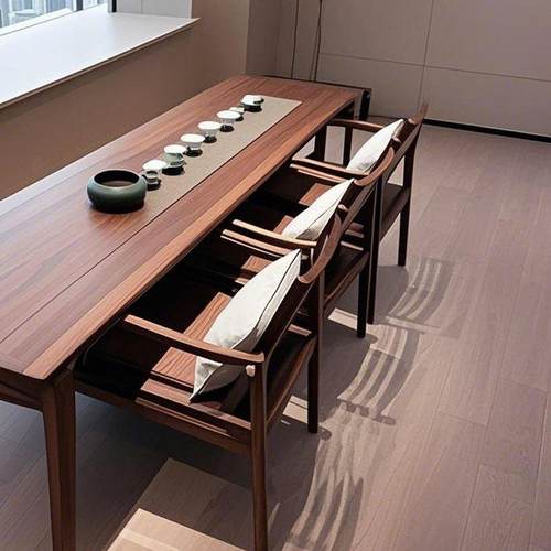 木新中白式禅意黑胡桃蜡桌椅组合NHO高端酒店民宿茶办公室茶室泡