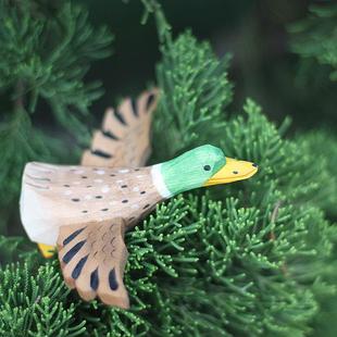 妖 商店 自由鹿鸭 救赎鸭绿头鸭木雕 木鸭子 纯手雕工刻 实木摆件