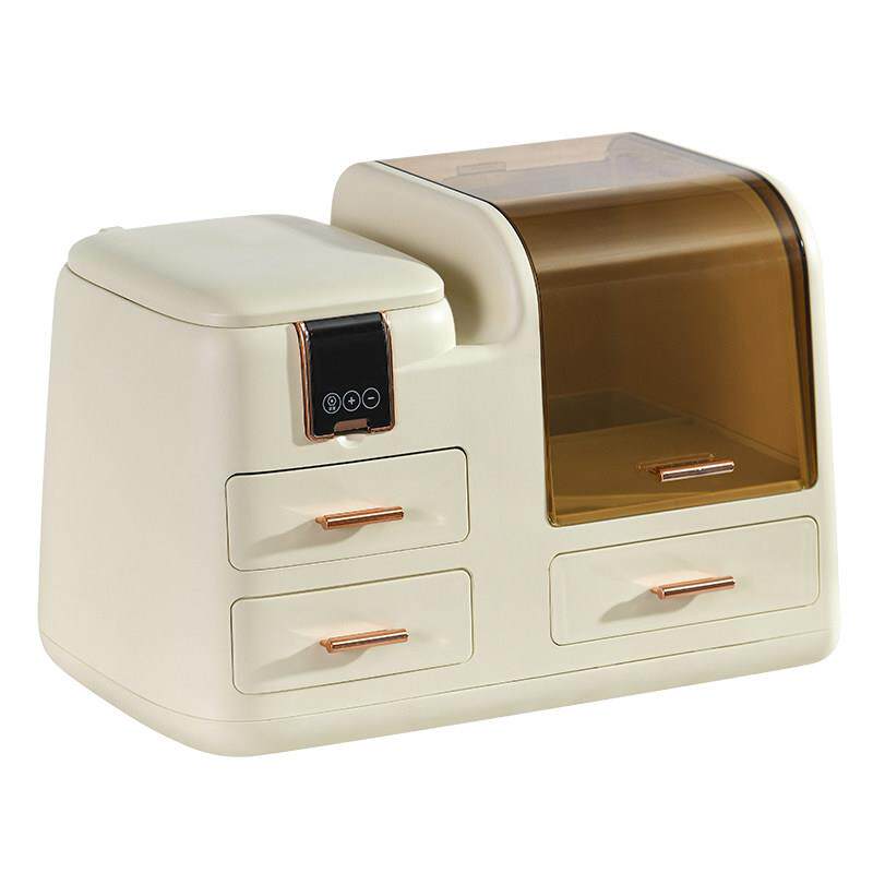 化品收纳妆盒防尘带镜子物桌化妆台面大容量箱护肤品/首饰一体置