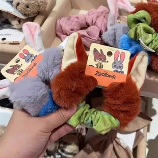 疯狂动物城朱迪尼克毛绒发圈头绳少女2025同款 秋冬皮筋大肠圈发饰
