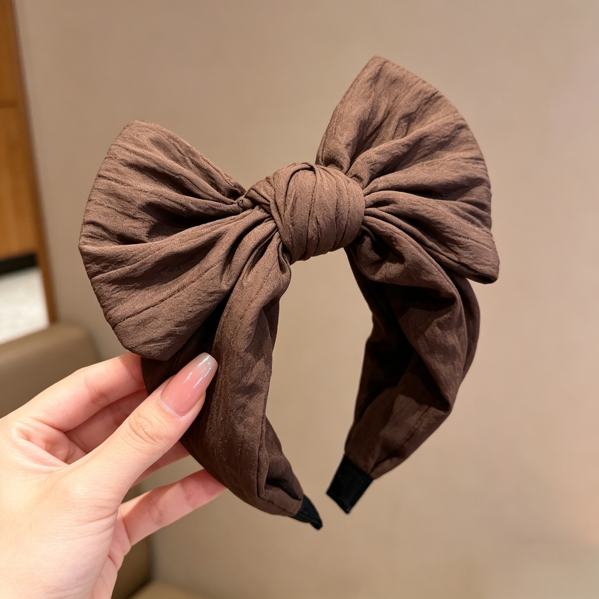 纯色简约百搭立体大蝴蝶结发箍女图片