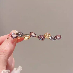 发夹边夹网红时尚优雅蝴蝶结水晶一字夹简约时尚夹顶弹簧夹发卡女