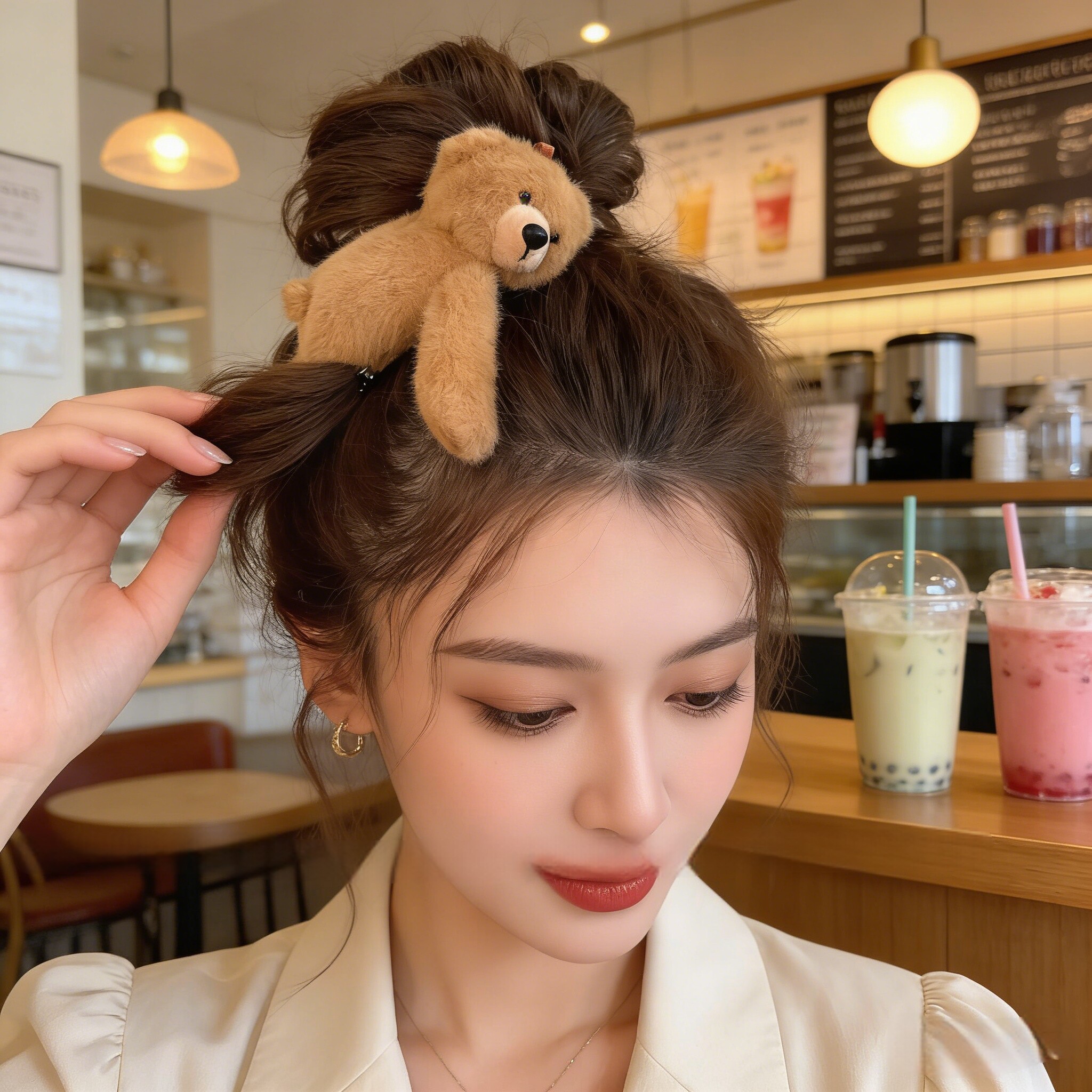 可爱趴趴小熊发夹女2026新款高端毛绒bb夹刘海侧边夹发卡顶夹头饰
