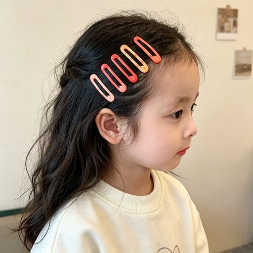 儿童甜美波点发夹女童彩色侧边夹