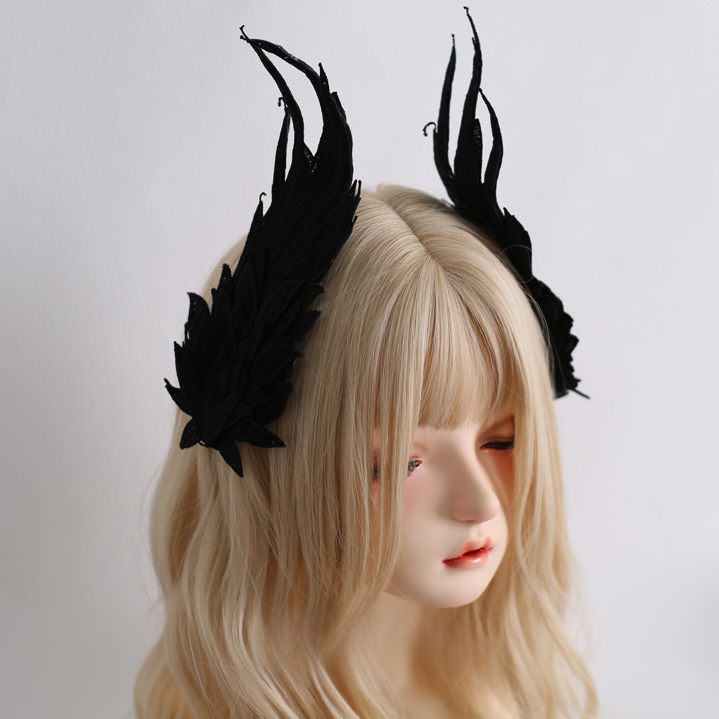 lolita哥特刺绣羽毛发夹天使翅膀图片