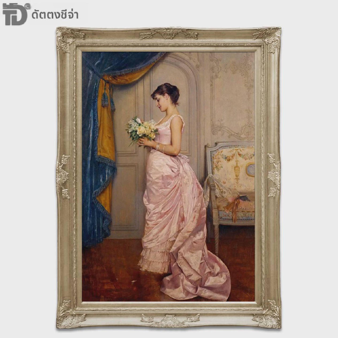 手绘欧式客厅油画别墅玄关壁炉装饰画古典人物油画花季少女N257