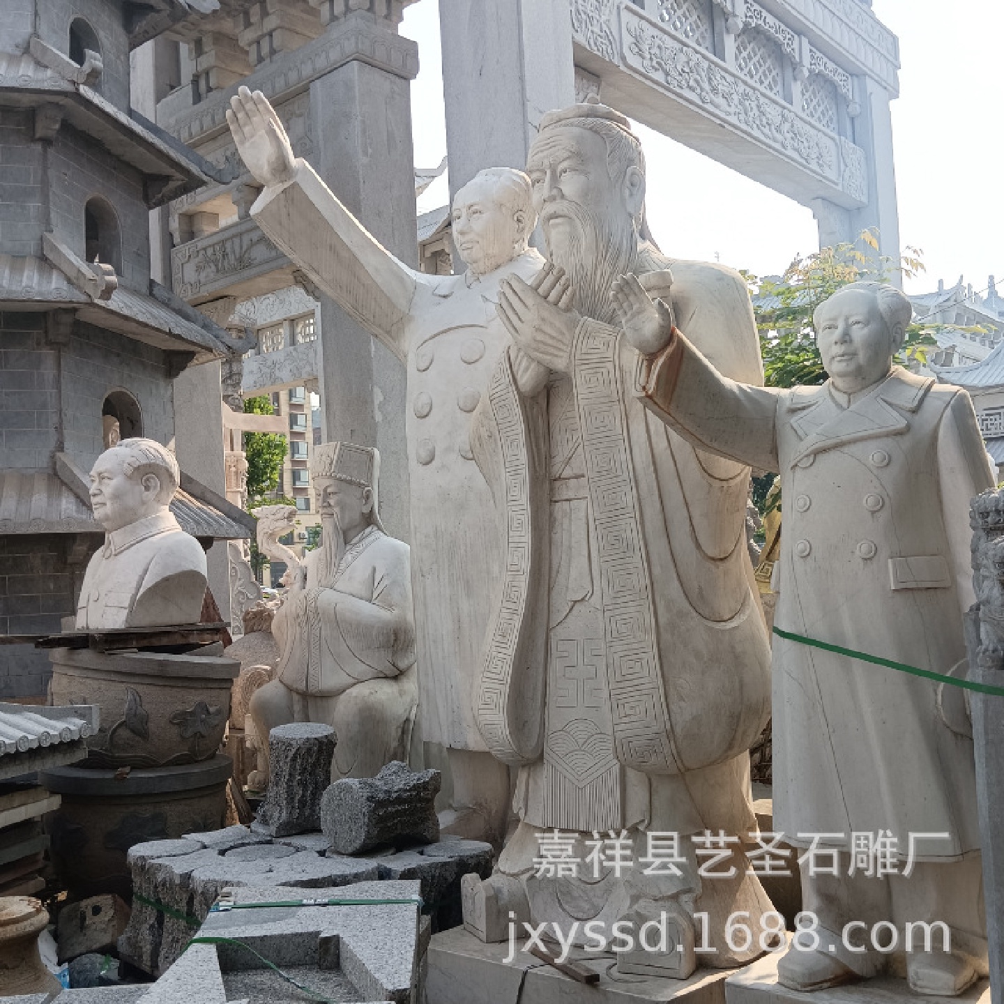 厂内石雕人物雕塑低价现货石雕人物像校园单位石雕孔子像主席像