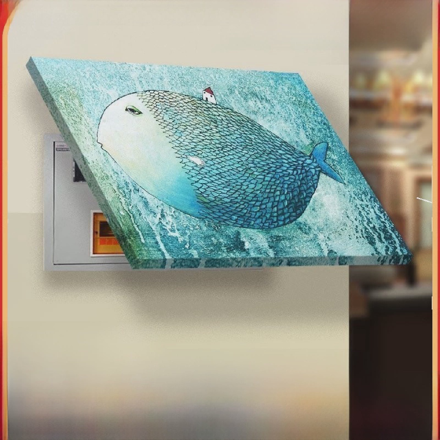 非推拉配电箱装饰画无框画客厅餐厅画电表箱遮挡画免打孔无痕安装图片