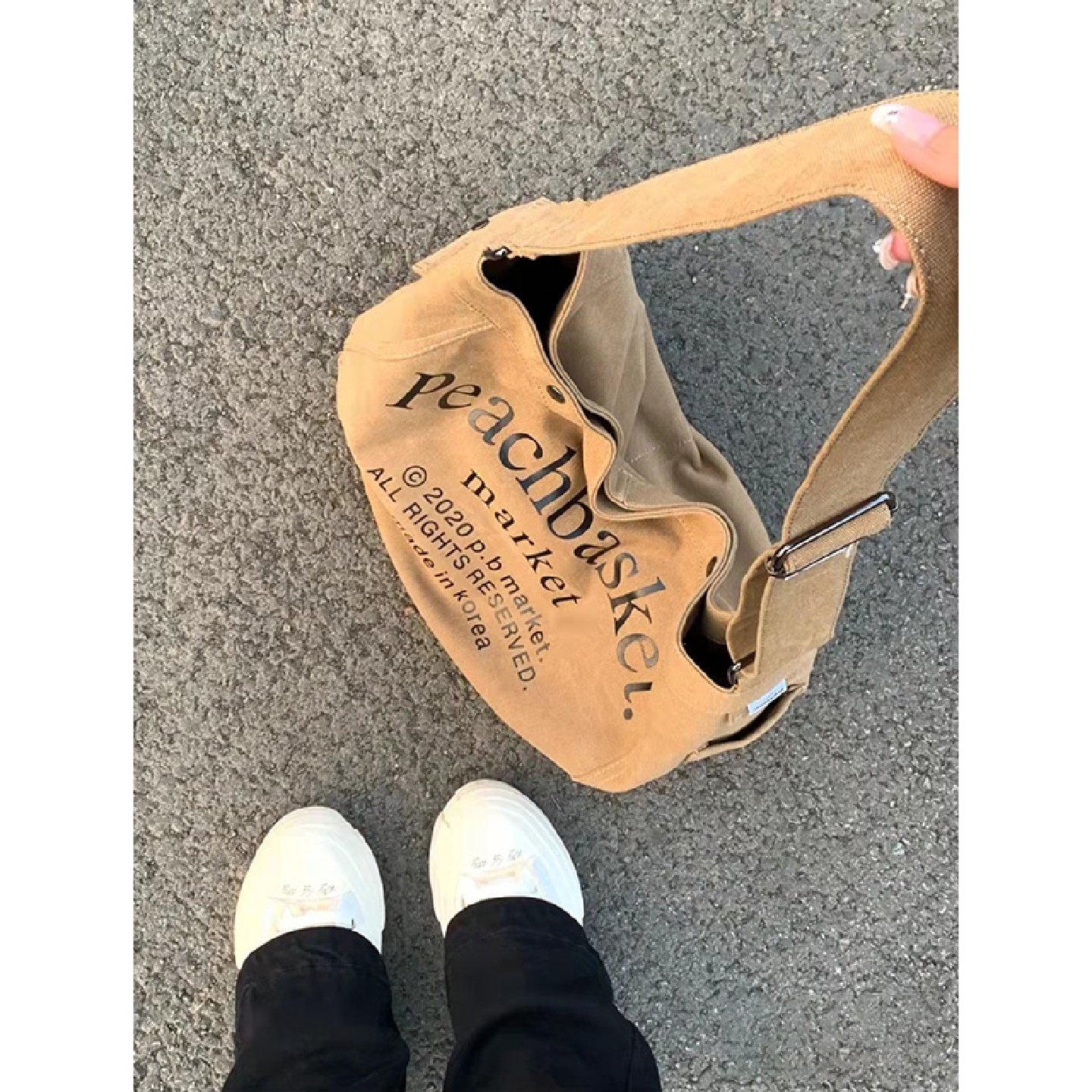 斜挎帆布包女2025新款潮美式复古单肩包大容量学生上课装书托特包