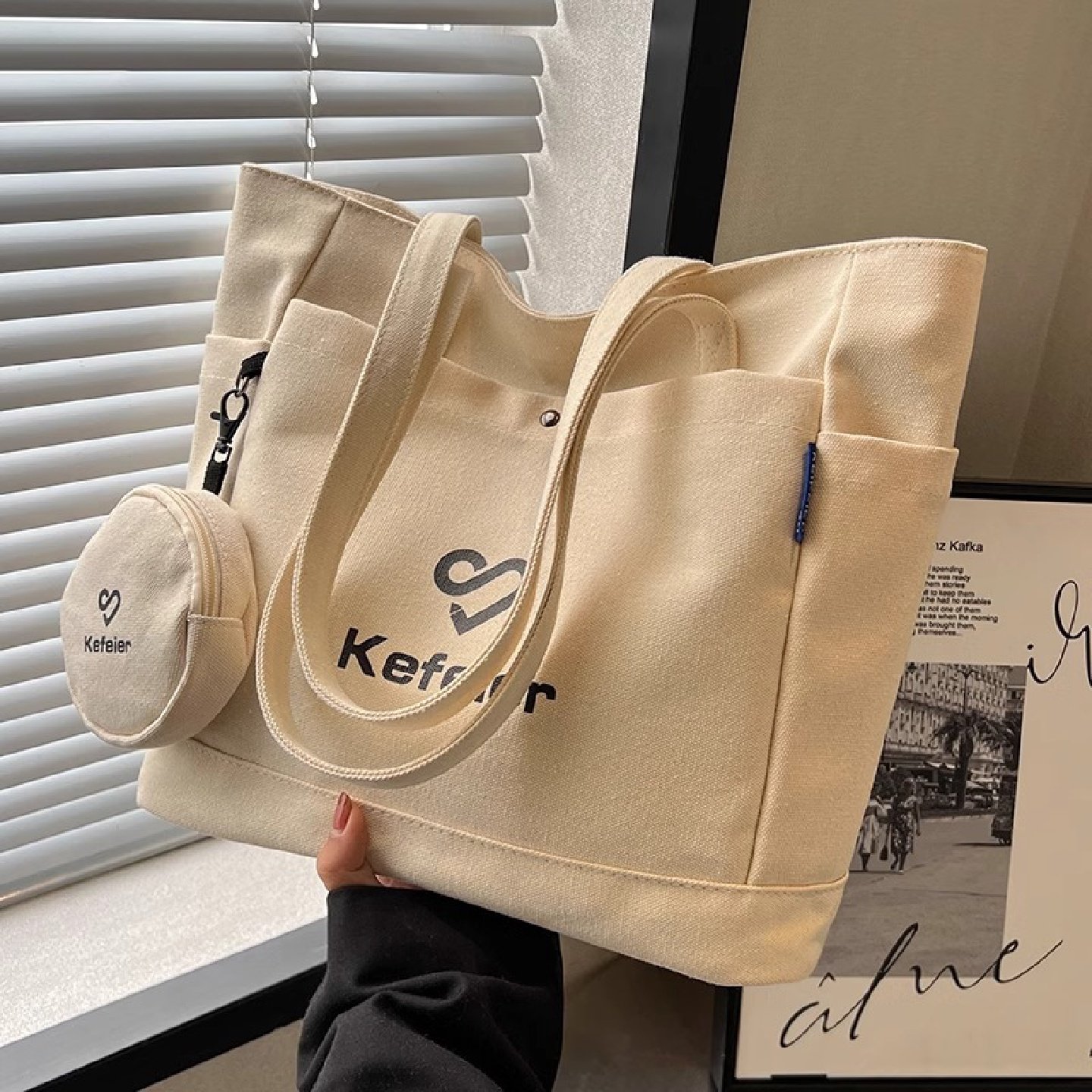 帆布包包女大容量2025新款上班手提单肩大学生上课布包通勤托特包