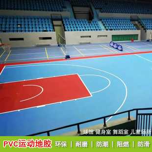 PVC运动场地胶室内篮球场塑胶运动地板卷材羽毛球场防滑商用