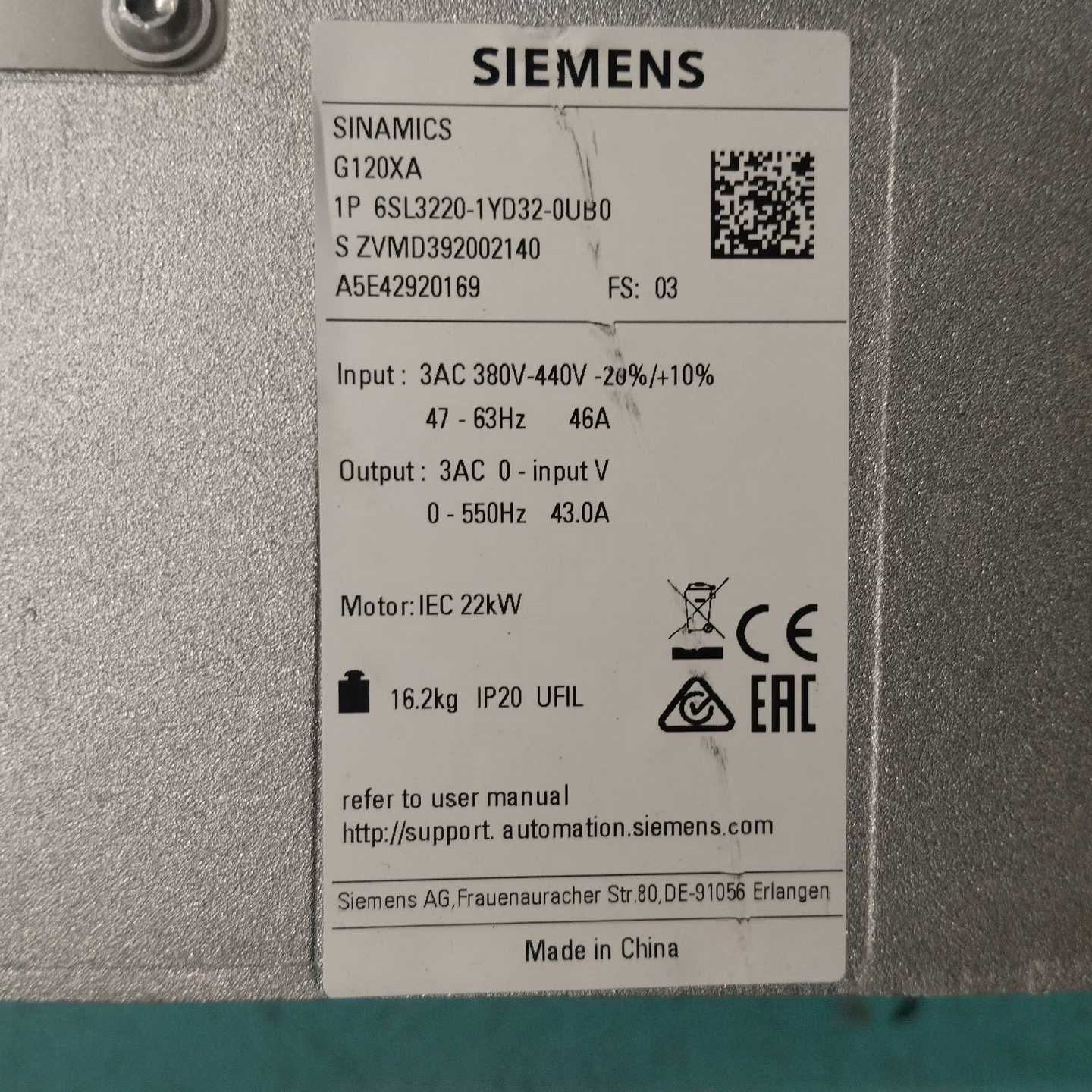 议价原装拆机西门子变频器1P6SL3220-1YD32-0UB