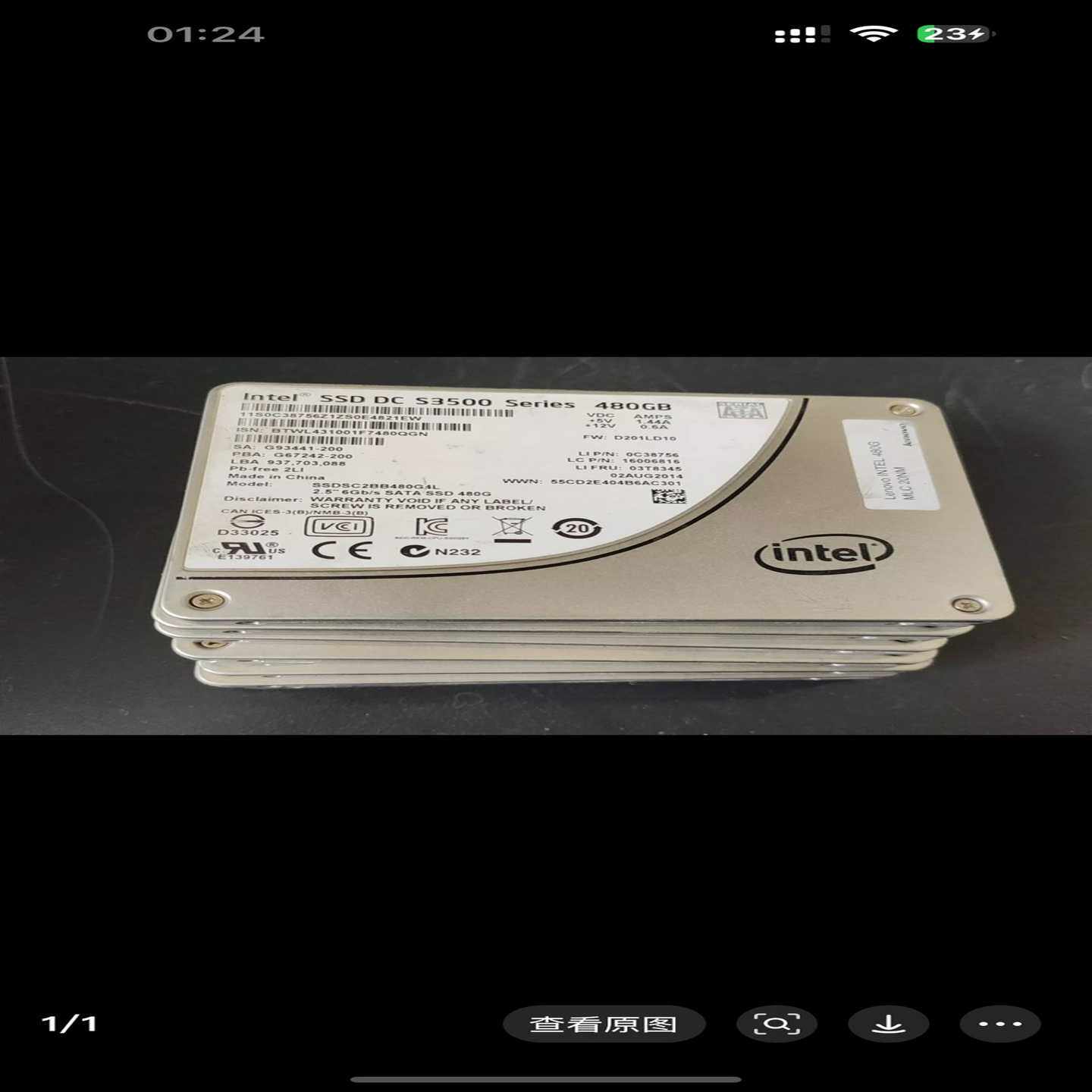 出115片英特尔s3500480g固态硬盘，健康度90，--议价商品