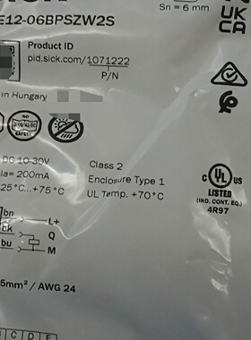 溢价-SICK西克接近传感器IME1206BPSZW2S匈牙利