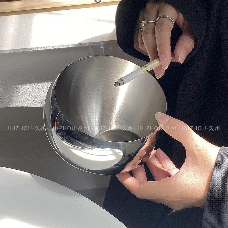 工业风家用轻奢不锈钢创意大烟灰缸久州家居装饰 工业风烟灰缸
