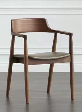 北欧实木餐椅肯尼迪总统椅广岛椅白蜡木餐厅会议家用简约靠背椅