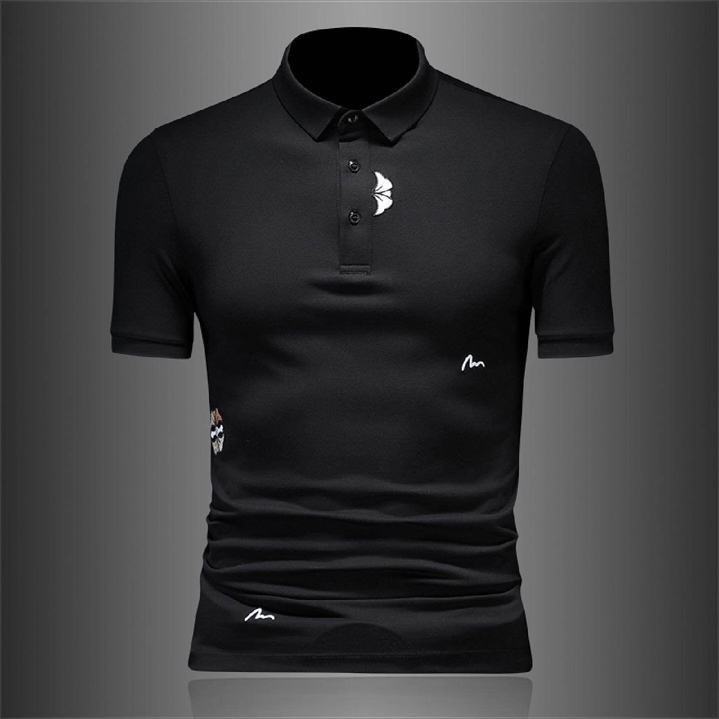 夏季短袖恤男士潮牌刺绣半袖保罗衫青年修身透气恤休闲上衣潮男装