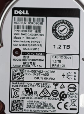 Dell 00KV20 1.2TB 10K SAS 12Gb~议价