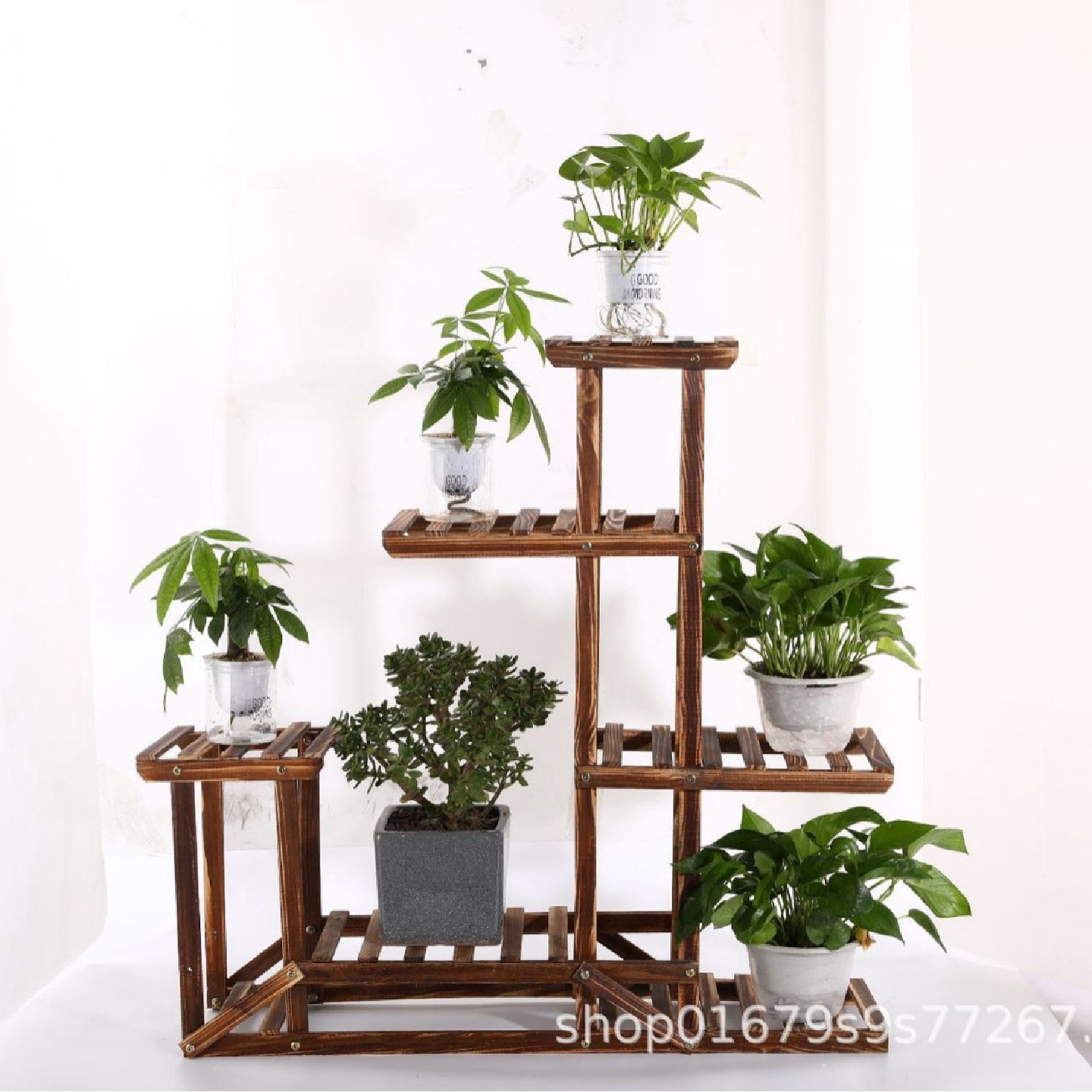 个性创意落地式室内阳台客厅多层组装实木花盆整理收纳架批发